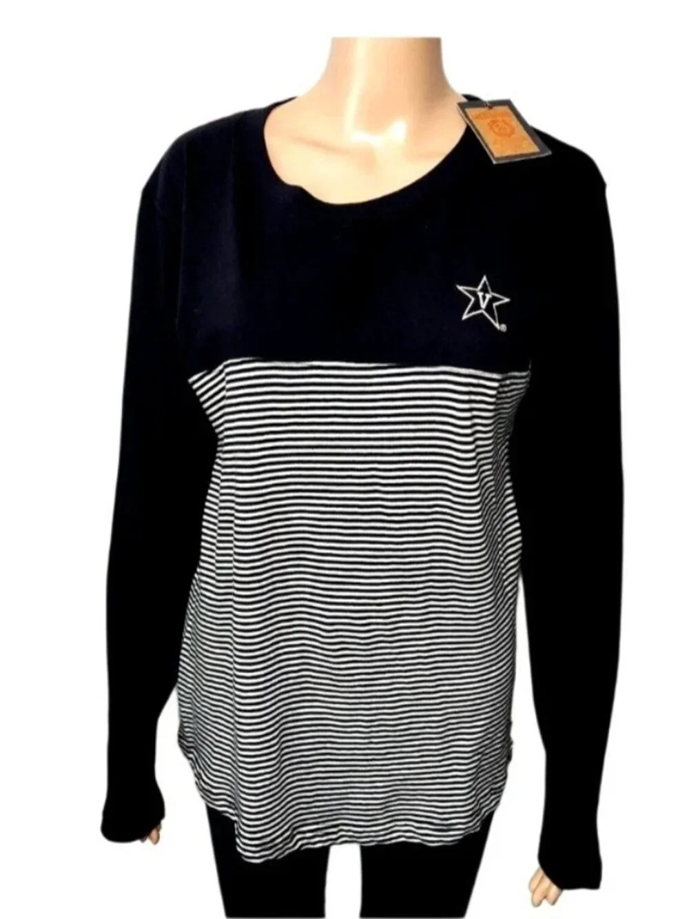Vanderbilt Commodores Women Top Size Medium Long Sleeve Stripe Knit SEC New